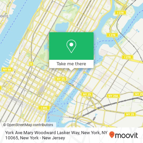 York Ave Mary Woodward Lasker Way, New York, NY 10065 map