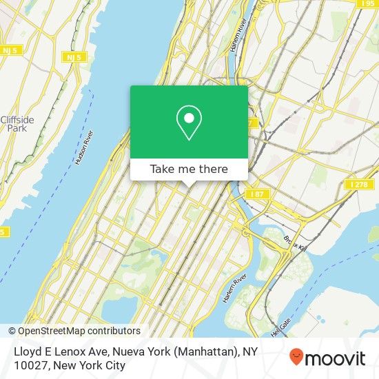 Lloyd E Lenox Ave, Nueva York (Manhattan), NY 10027 map