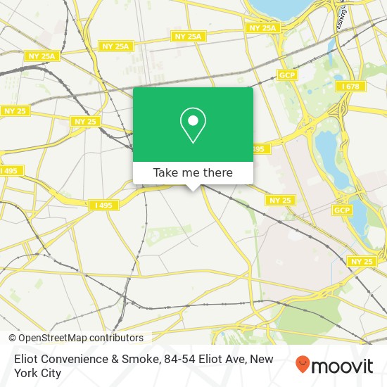 Mapa de Eliot Convenience & Smoke, 84-54 Eliot Ave