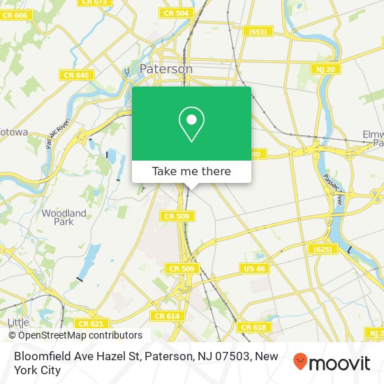 Mapa de Bloomfield Ave Hazel St, Paterson, NJ 07503