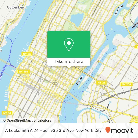 A Locksmith A 24 Hour, 935 3rd Ave map