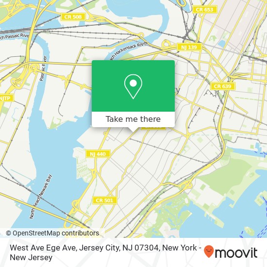 Mapa de West Ave Ege Ave, Jersey City, NJ 07304