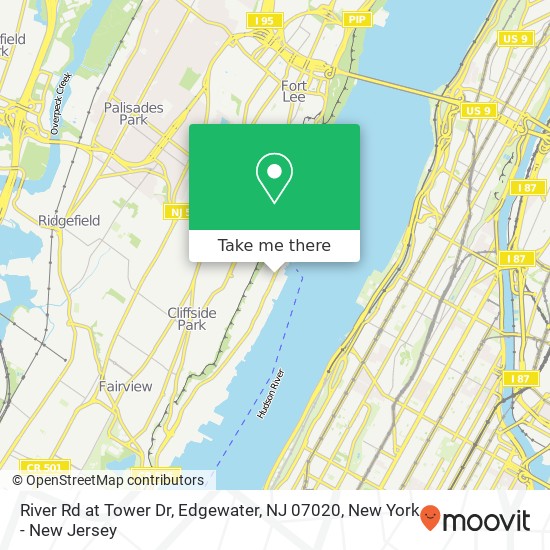 River Rd at Tower Dr, Edgewater, NJ 07020 map