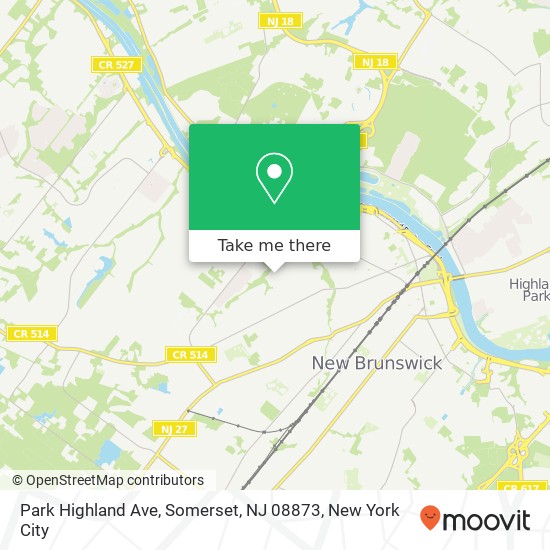 Mapa de Park Highland Ave, Somerset, NJ 08873