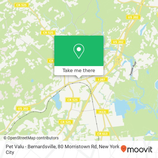 Mapa de Pet Valu - Bernardsville, 80 Morristown Rd