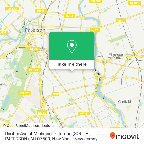 Mapa de Raritan Ave at Michigan, Paterson (SOUTH PATERSON), NJ 07503