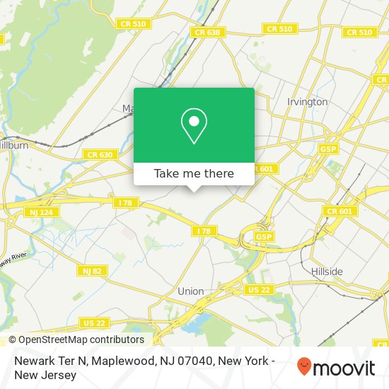 Mapa de Newark Ter N, Maplewood, NJ 07040