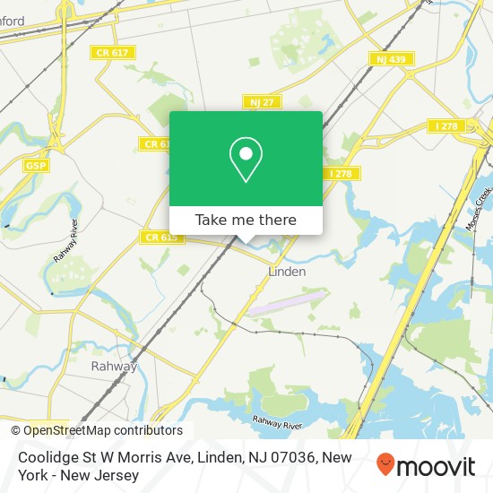 Mapa de Coolidge St W Morris Ave, Linden, NJ 07036