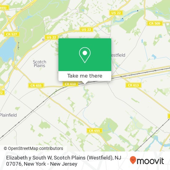 Mapa de Elizabeth y South W, Scotch Plains (Westfield), NJ 07076