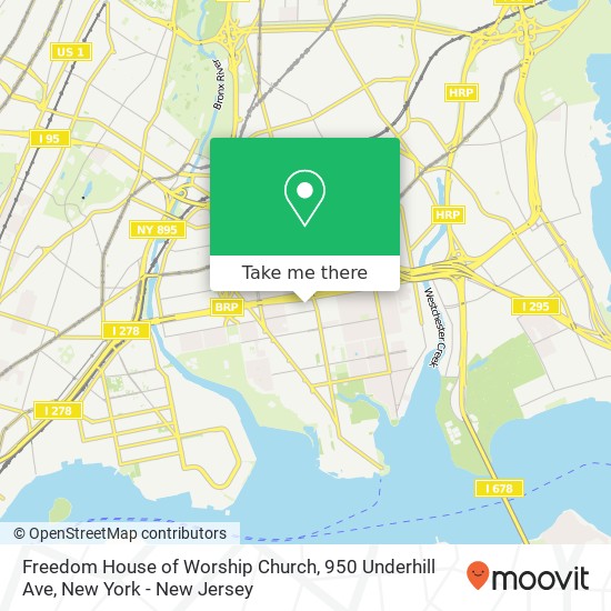 Freedom House of Worship Church, 950 Underhill Ave map
