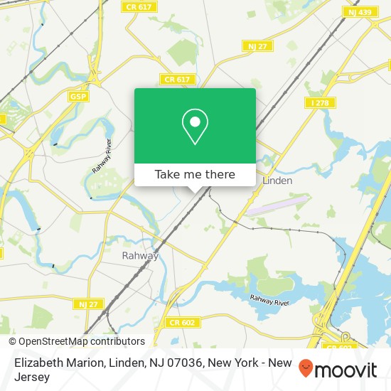 Mapa de Elizabeth Marion, Linden, NJ 07036