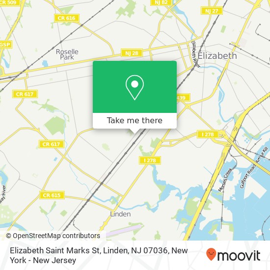 Mapa de Elizabeth Saint Marks St, Linden, NJ 07036