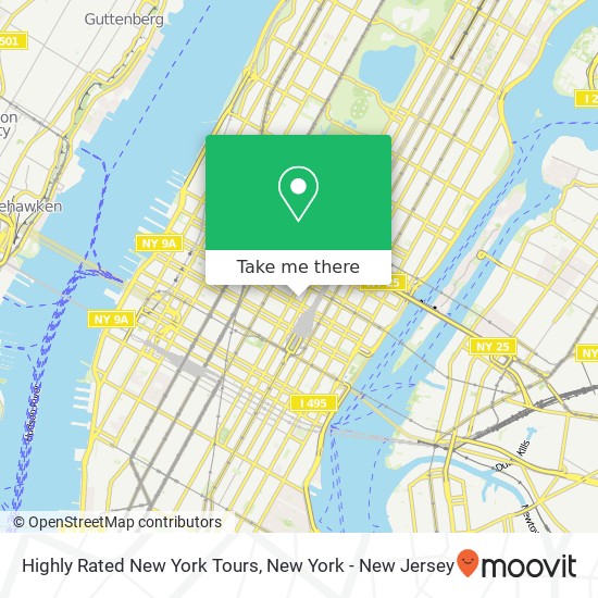 Highly Rated New York Tours map