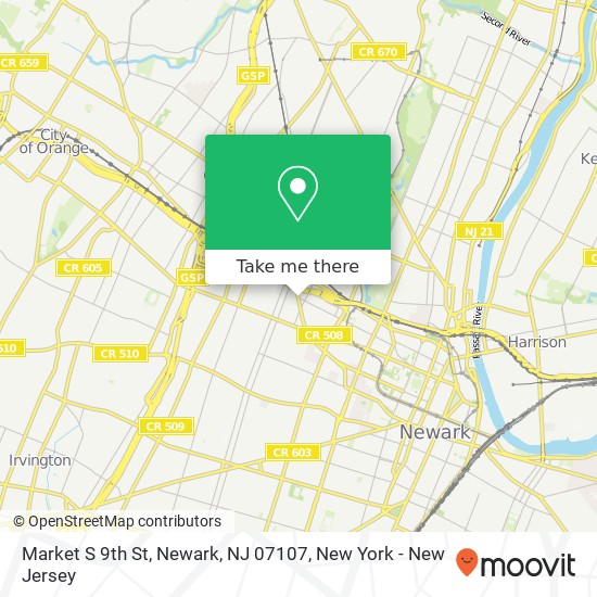 Mapa de Market S 9th St, Newark, NJ 07107