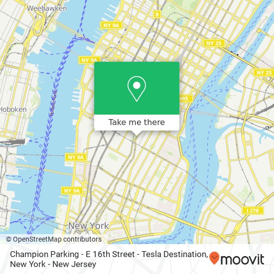 Mapa de Champion Parking - E 16th Street - Tesla Destination