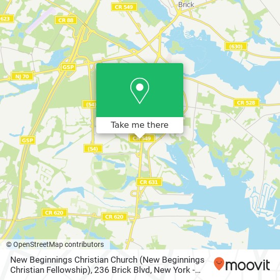 Mapa de New Beginnings Christian Church (New Beginnings Christian Fellowship), 236 Brick Blvd