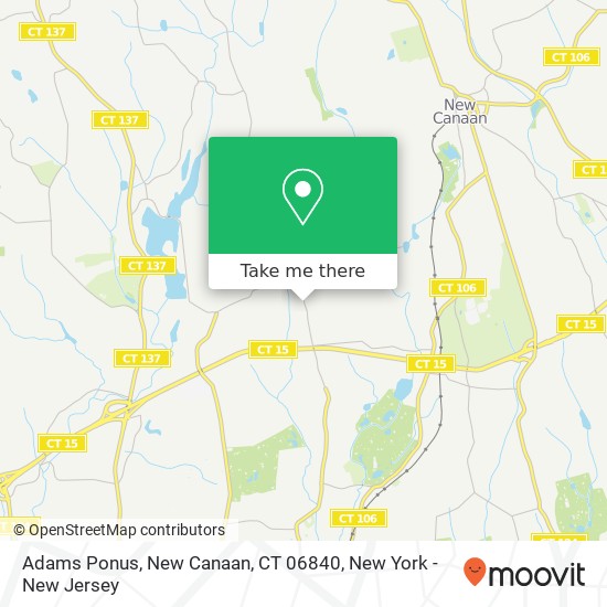 Mapa de Adams Ponus, New Canaan, CT 06840