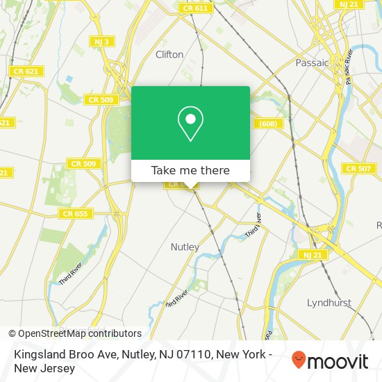 Mapa de Kingsland Broo Ave, Nutley, NJ 07110