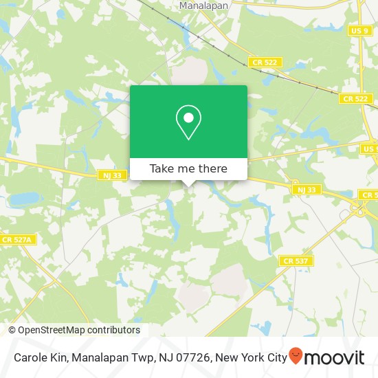 Mapa de Carole Kin, Manalapan Twp, NJ 07726