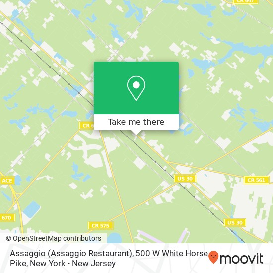 Mapa de Assaggio (Assaggio Restaurant), 500 W White Horse Pike