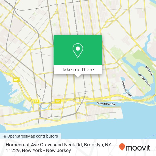 Homecrest Ave Gravesend Neck Rd, Brooklyn, NY 11229 map