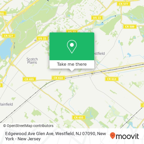 Mapa de Edgewood Ave Glen Ave, Westfield, NJ 07090