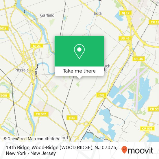 Mapa de 14th Ridge, Wood-Ridge (WOOD RIDGE), NJ 07075