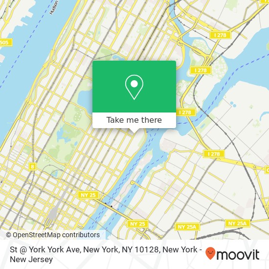 St @ York York Ave, New York, NY 10128 map