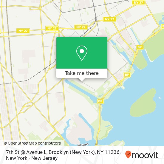 Mapa de 7th St @ Avenue L, Brooklyn (New York), NY 11236