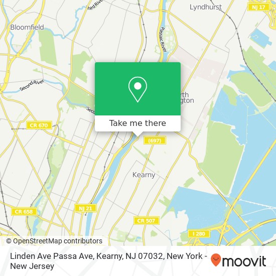 Mapa de Linden Ave Passa Ave, Kearny, NJ 07032