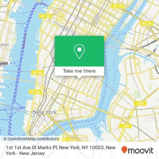 Mapa de 1st 1st Ave St Marks Pl, New York, NY 10003