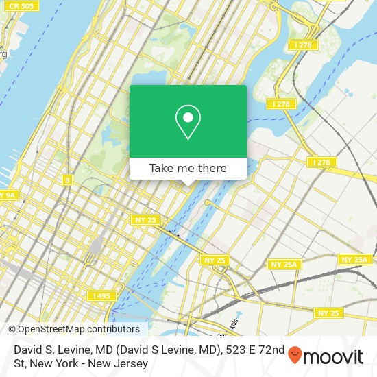 Mapa de David S. Levine, MD (David S Levine, MD), 523 E 72nd St