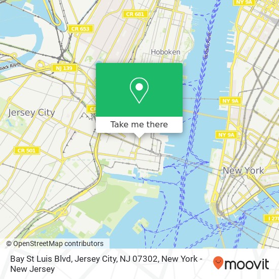 Mapa de Bay St Luis Blvd, Jersey City, NJ 07302