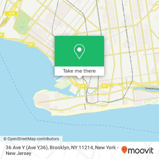36 Ave Y (Ave Y,36), Brooklyn, NY 11214 map