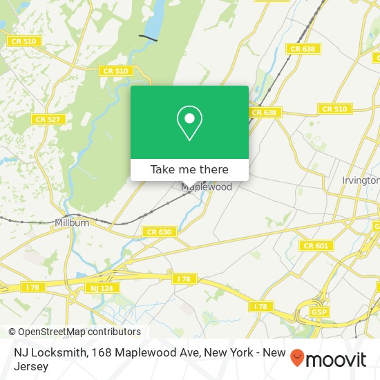 Mapa de NJ Locksmith, 168 Maplewood Ave