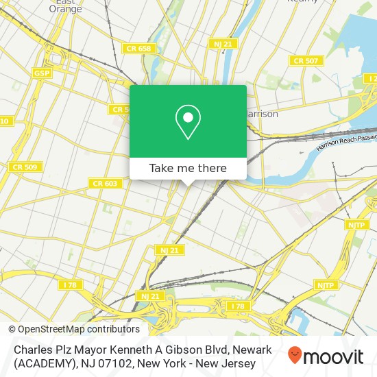 Mapa de Charles Plz Mayor Kenneth A Gibson Blvd, Newark (ACADEMY), NJ 07102