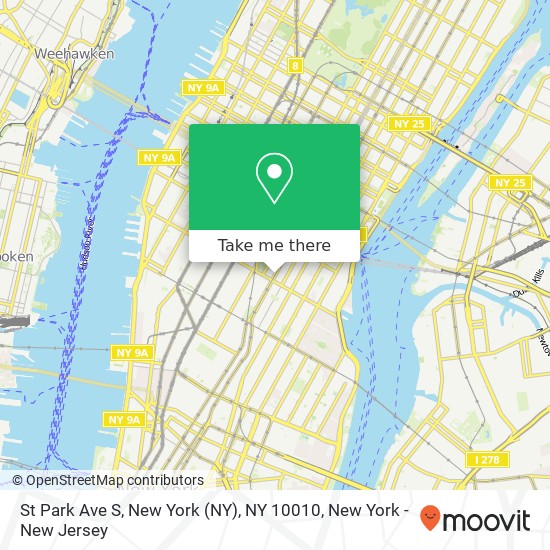 St Park Ave S, New York (NY), NY 10010 map