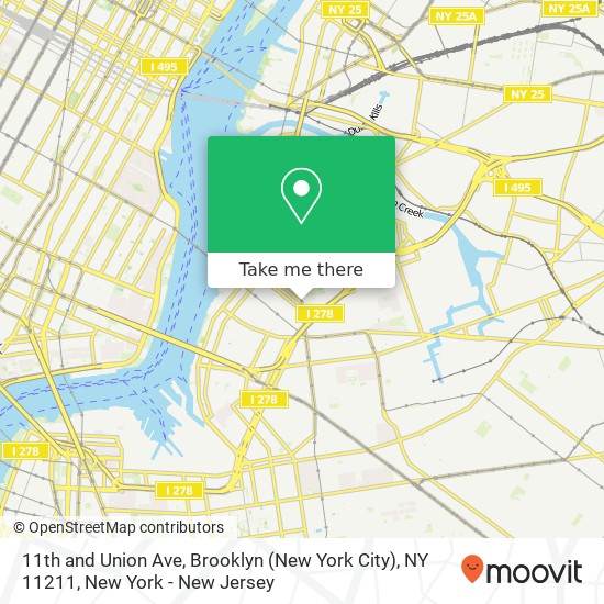 Mapa de 11th and Union Ave, Brooklyn (New York City), NY 11211