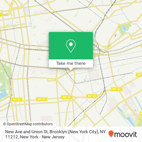 Mapa de New Ave and Union St, Brooklyn (New York City), NY 11212