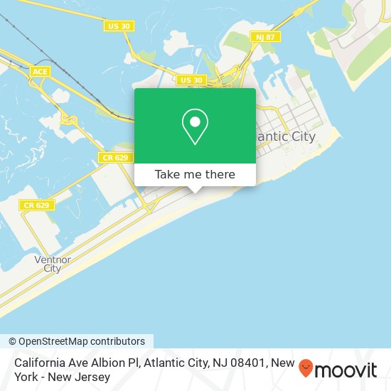 Mapa de California Ave Albion Pl, Atlantic City, NJ 08401