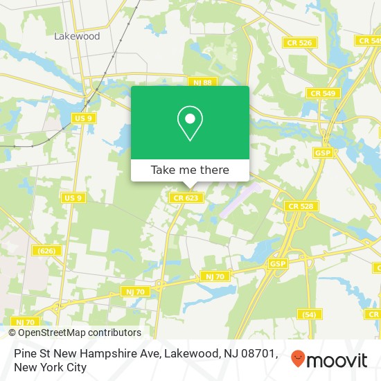 Mapa de Pine St New Hampshire Ave, Lakewood, NJ 08701