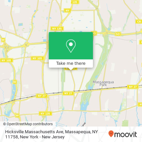 Hicksville Massachusetts Ave, Massapequa, NY 11758 map