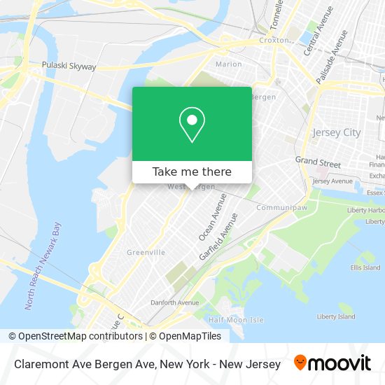 Claremont Ave Bergen Ave map