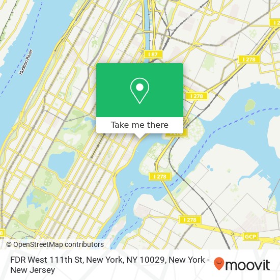 Mapa de FDR West 111th St, New York, NY 10029