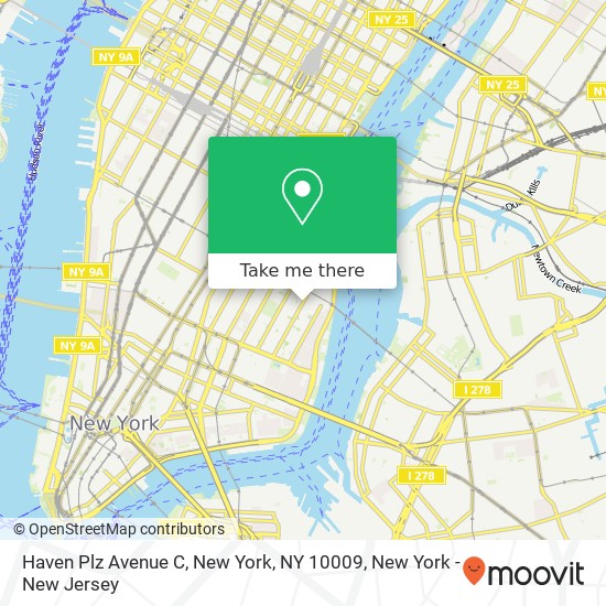 Mapa de Haven Plz Avenue C, New York, NY 10009