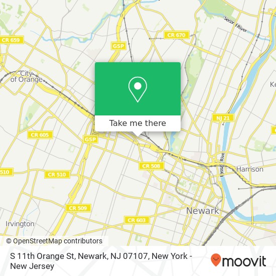 Mapa de S 11th Orange St, Newark, NJ 07107
