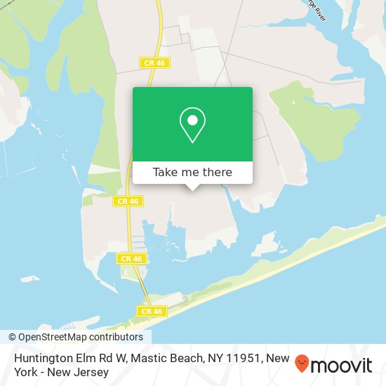 Mapa de Huntington Elm Rd W, Mastic Beach, NY 11951