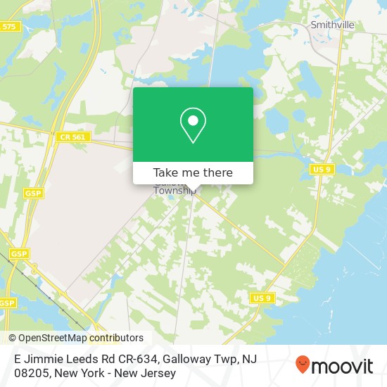 Mapa de E Jimmie Leeds Rd CR-634, Galloway Twp, NJ 08205