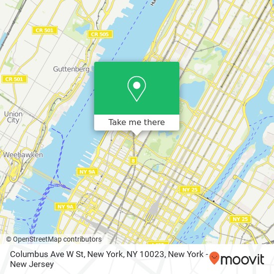 Mapa de Columbus Ave W St, New York, NY 10023