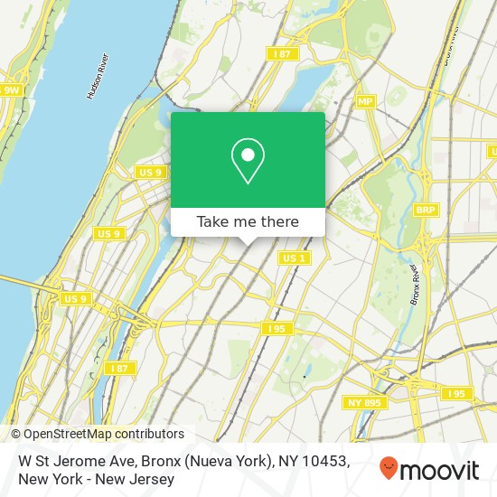 Mapa de W St Jerome Ave, Bronx (Nueva York), NY 10453